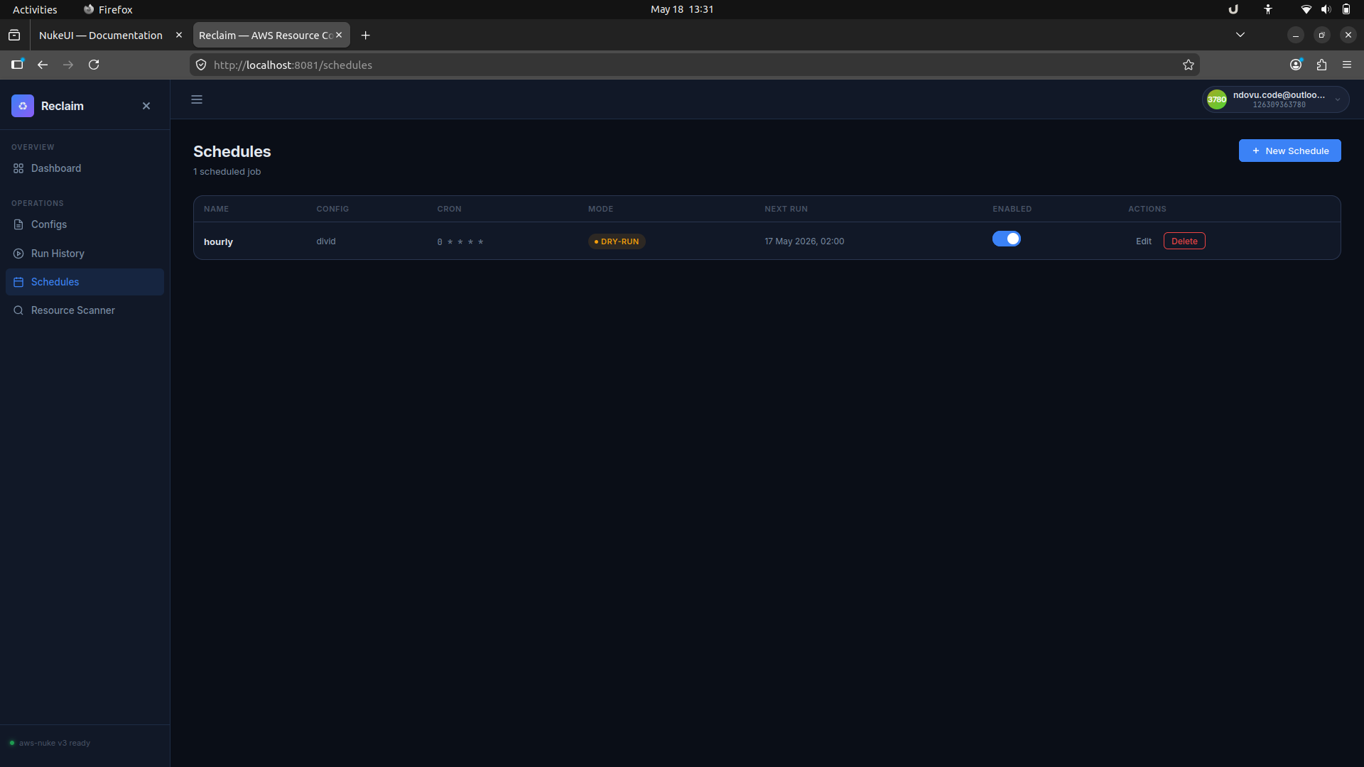 Reclaim real-time aws-nuke run output streaming via WebSocket